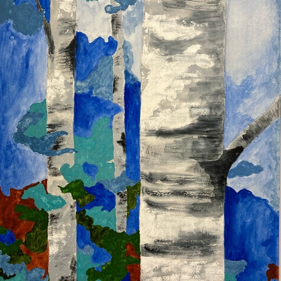 Watercolor Forest Tree Landscape Wall Art Painting Framed in Acid Free Art Kit - Picture 2 of 4